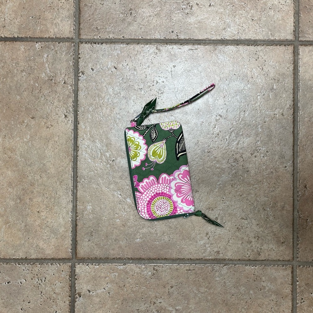 Vera Bradley Floral Wristlet with Green and Pink Design